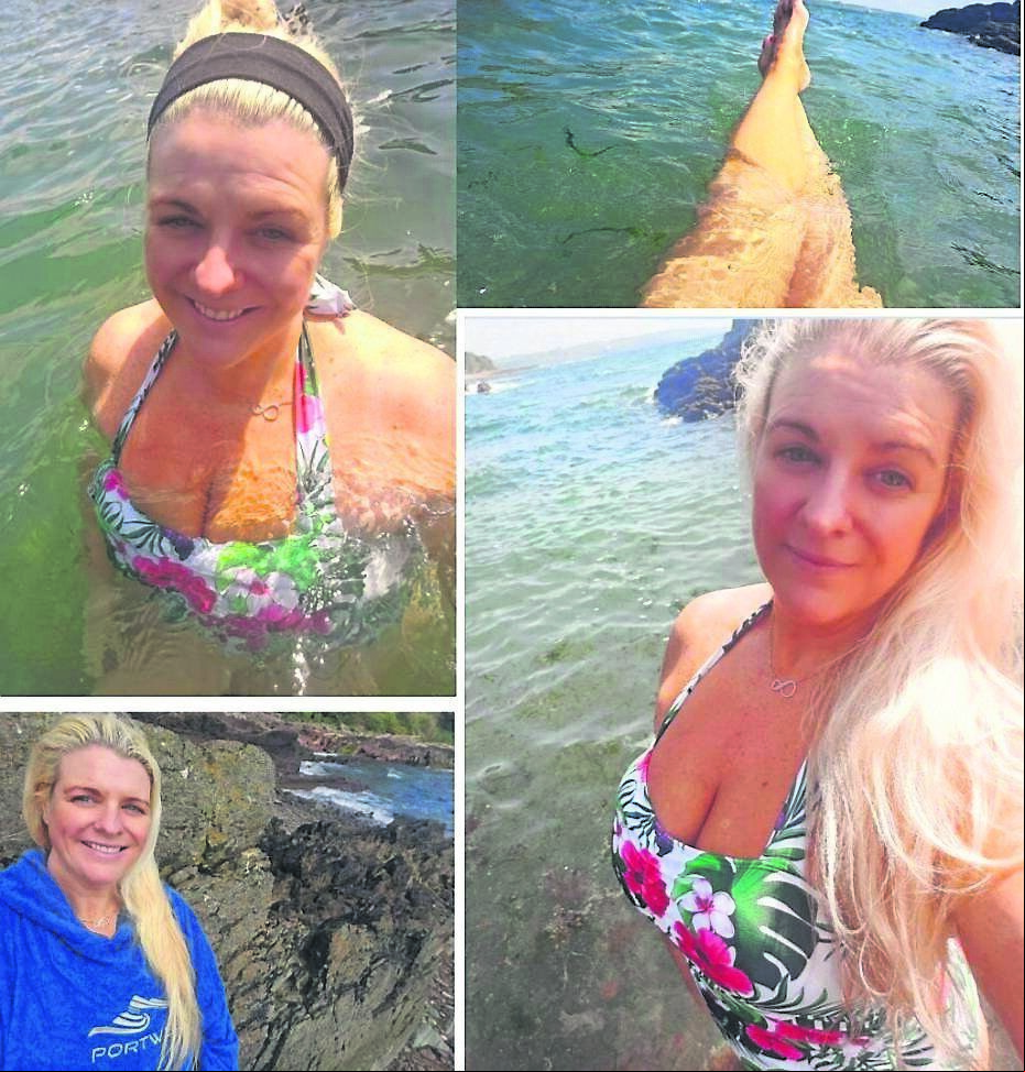 Emer O’Callaghan in the sea wearing a tropical swimsuit from Shein, hair band is Dunnes, also pictured below in a swimming towel from The Edge sport shops. Emer’s tan is Top Image available at Emerald Beauty Clinic Emer O’Callaghan in the sea wearing a tropical swimsuit from Shein, hair band is Dunnes, also pictured below in a swimming towel from The Edge sport shops. Emer’s tan is Top Image available at Emerald Beauty Clinic