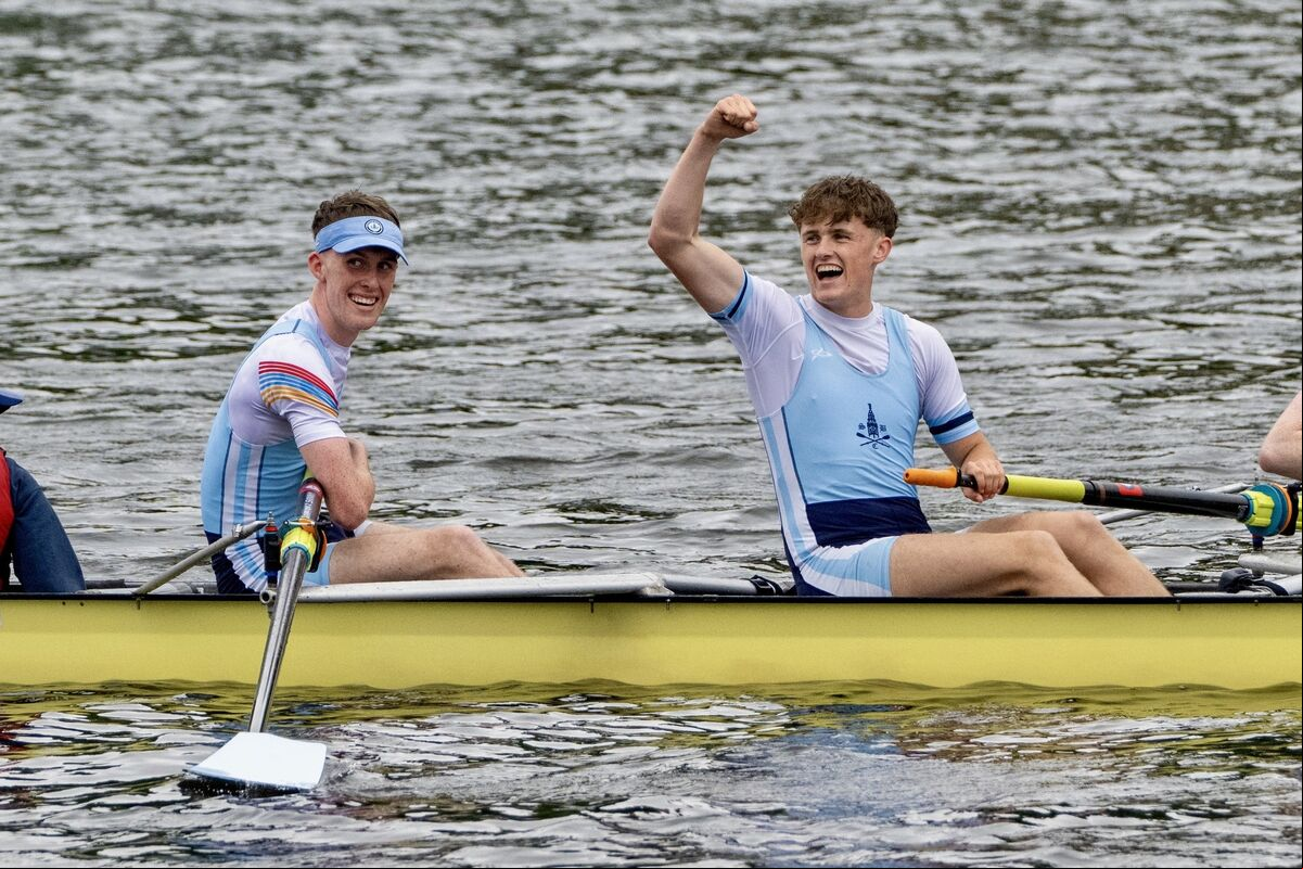 A Shandon A men’s team celebrate as they cross the line to win the Club 2 4 race at the Lee Regatta in Cork. Picture Chani Anderson A Shandon A men’s team celebrate as they cross the line to win the Club 2 4 race at the Lee Regatta in Cork. Picture Chani Anderson