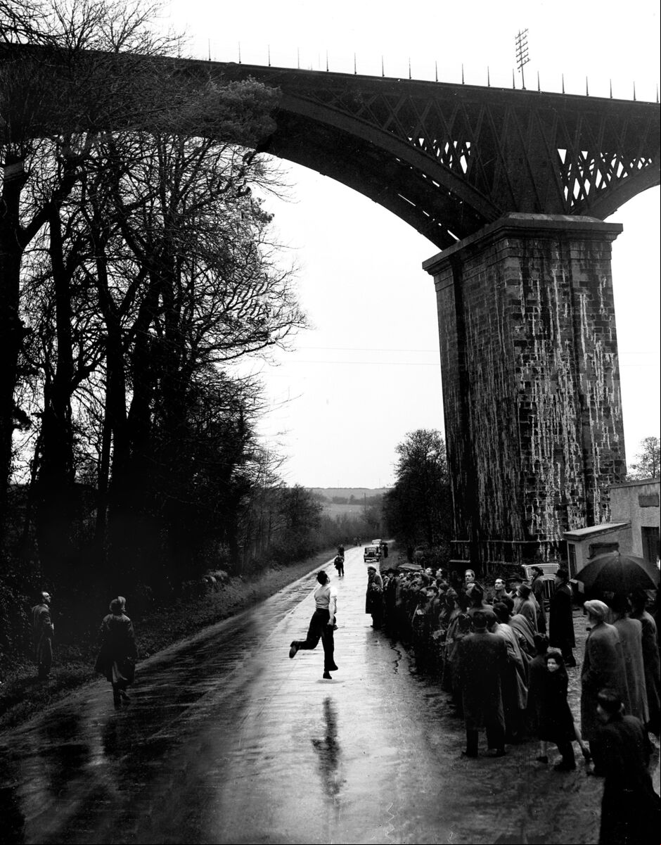 An attempt to loft the Viaduct on the Bandon Road in January 1955. Mick Barry was the first man to achieve the feat. An attempt to loft the Viaduct on the Bandon Road in January 1955. Mick Barry was the first man to achieve the feat.