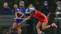 Meabh Cahalane blocks a shot from Grace O'Brien 31/5/2025