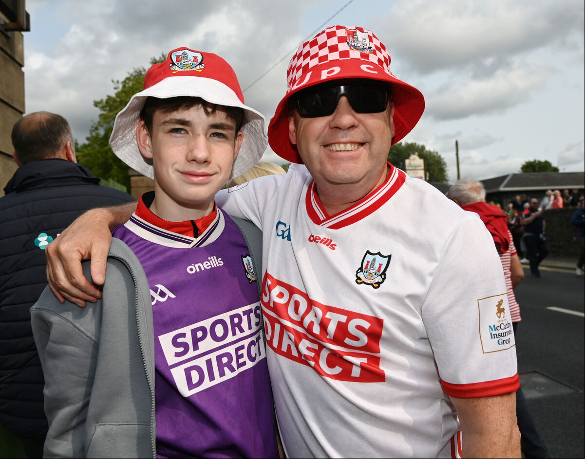 Cork fans Roger and Oisin Condon from Kilmurry at the Munster SHC final between Cork and Limerick at TUS Gaelic Grounds, Limerick. Picture: Eddie O'Hare Cork fans Roger and Oisin Condon from Kilmurry at the Munster SHC final between Cork and Limerick at TUS Gaelic Grounds, Limerick. Picture: Eddie O'Hare