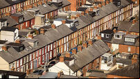 Aerial drone view of Dublin houses